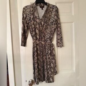 Elegant Snake Print Wrap Dress